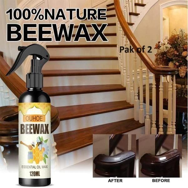 Natural Micro-Molecularized Beeswax Spray, Furniture Polish and Cleaner for Wood (Pack of 2)